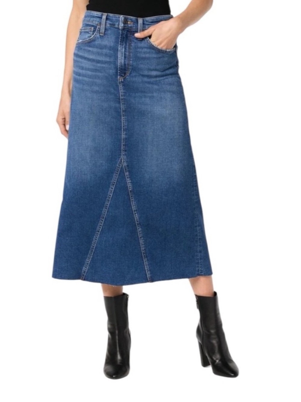 JOE'S Jeans Denim Maxi Skirt Soroya size 25 Raw hem medium blue